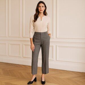 Yune Ho Pants Pinstripe Wide Leg Crop Trouser Pants Lightweight Wool NWT